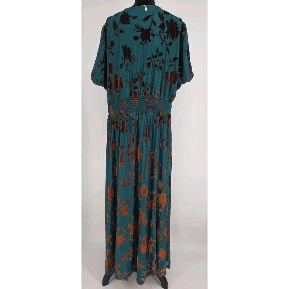 Baltic Born Leslie Green Floral Velvet Short Sleeve Maxi Dress Size - Picture 5 of 8
